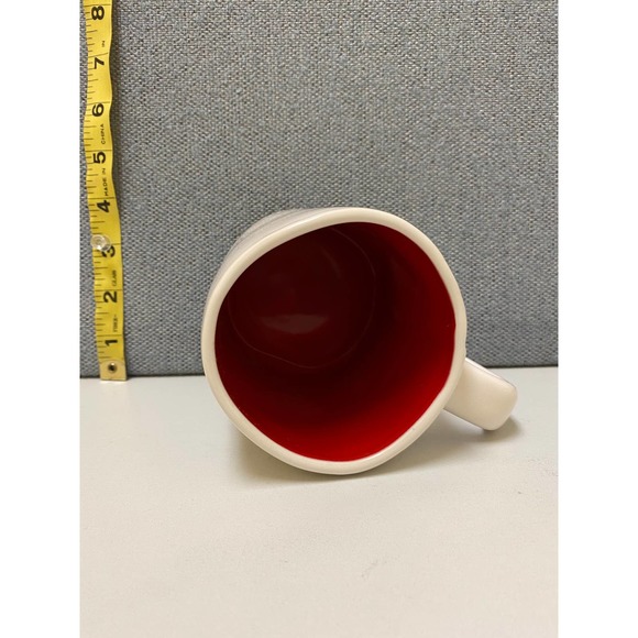 Rae Dunn Artisan Collection by Magenta Heart mug cream outside red inside heart - Picture 2 of 5